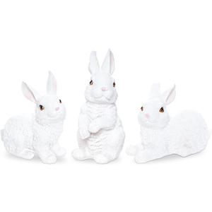 3 Pcs Easter Rabbit Figurines, Spring Bunny Statue Gifts, Cute Easter Decor Bunny Decorations for Table Home Garden