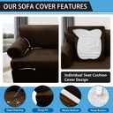 3-Pieces T Cushion Loveseat Slipcovers Leather Look Couch Cover Loveseat Covers for 2 Cushion Couch Furniture Protector Stretch Sofa Cover with 2 Individual T Cushion Seat Covers, Coffee