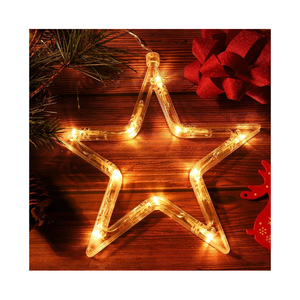 Beaupretty 8 LED Star Lights, Christmas Hanging Window Lights with Suction Cup Battery Operated, Xmas Lights for Indoor Bedroom Decoration, Warm White