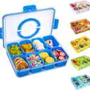 Divided Snack Serving Tray with Lid and Handle Travel Snackle Charcuterie Container Portable Storage Organizer for Candy, Fruits, Nuts, Snacks, Party, Picnic (1pack, Cerulean)