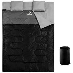 oaskys Double Sleeping Bag for Adults with 2 Pillows - Queen Size XL Waterproof Sleeping Bag for All Season Camping Hiking Backpacking 2 Person Sleeping Bags for Cold Weather & Warm