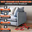 Furniture Lifter Tool & Furniture Moving Sliders Set 360 Rotating Wheels Up to 220 lbs, Refrigerator Movers Sliders with Smooth Glide, Non-Scratch Design for Hardwood Floors, Home & Office Appliances