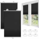 Moukeren 2 Pcs Black Blackout Roller Shades with 6 Suction Cups, 49" x 19.7" No Drilling Retractable Portable Window Blinds, Removable Temporary Blackout Shades for Home Office Bedroom Balcony