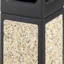 Safco Canmeleon Trash Can, 15 Gallons, Indoor and Outdoor Use, Durable & Weather-Resistant Commercial Garbage Can with Ashtray and Stone Panels, Black