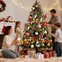 Artificial Christmas Picks 6PCS Assorted Red Berry Picks Stem Faux Cedar Holly Pine Needles Branches Artificial Pine Picks with Pinecones Holly Leaves for Xmas Winter Holiday DIY Craft Wreath