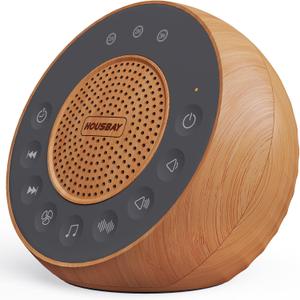 Housbay White Noise Machine with 31 Soothing Sounds, 5W Loud Stereo Sound, Auto-Off Timer, Adjustable Volume, Sleep Sound Machine for Baby, Kid, Adult -Wood Grain