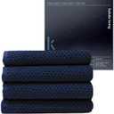 Navy Blue Bathroom Wash Cloths for Face Body & Showering, 4-Pack - Silver Infused 100% Organic Cotton Luxury Washcloths, 600 GSM, 12.9"x12.9" - Soft Thick Lint-Free Bath Wash Cloth Set