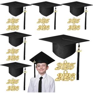 Coume 6 Sets Kindergarten Graduation Caps for Kids with 2025 2026 Tassel