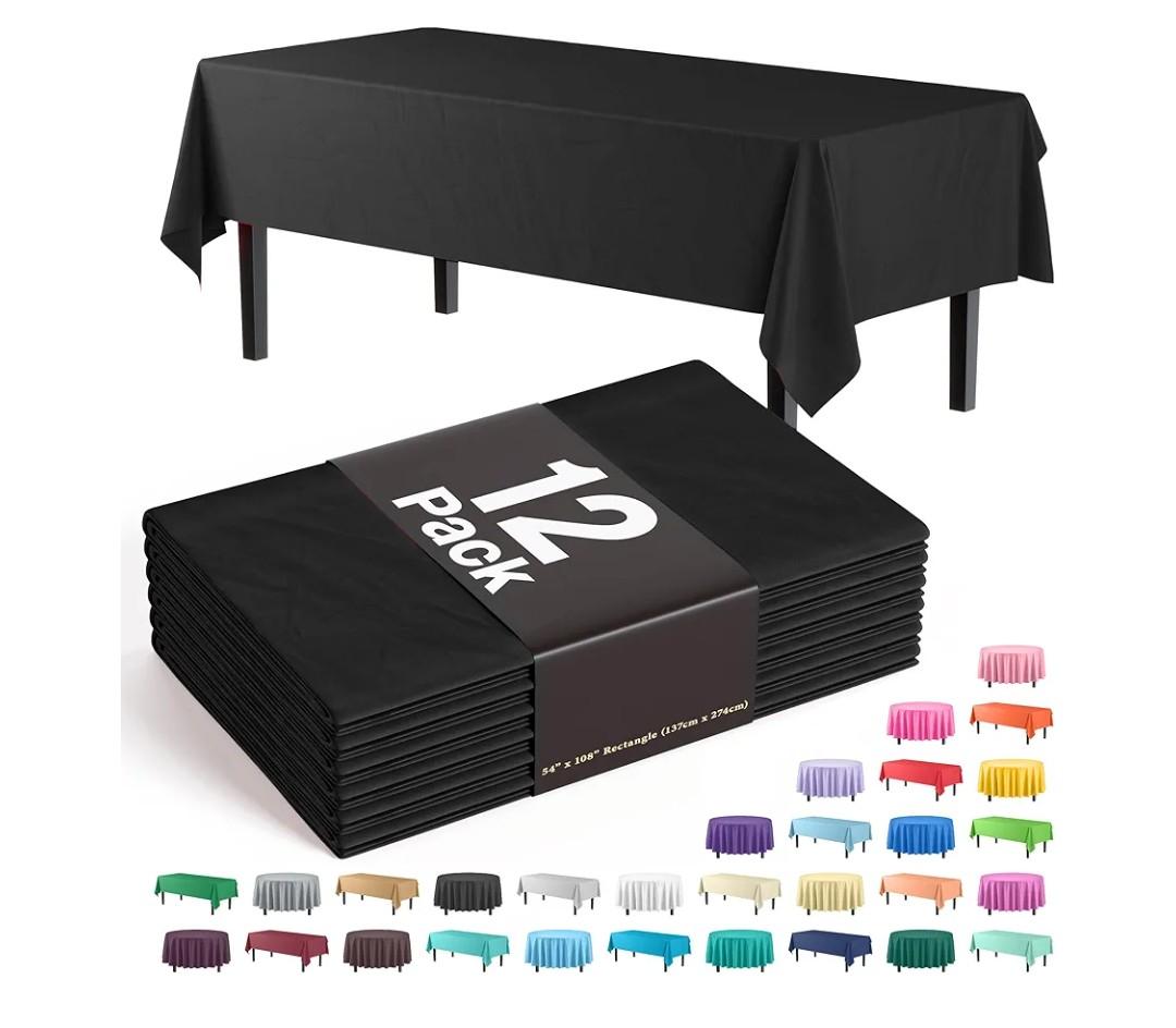 Premium Black table cover 54" x 108" (Pack of 8)