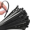 100Pcs 24 Inch Heavy Duty Industrial Zip Toes,Releasable Black Cable Ties, Nylon Adjustable Tie wrap,Reusable Zip Toes Tie Straps For Garden Plant Secure Vine, Home, Office Use