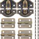 Antique Bronze Wooden Box Hinges and Latches with Matching Screws Kit, Retro Small Hinges for Jewelry Box Mini Bronze Decorative Latch Hook Hinge for Crafts Project, Jewelry Box, Small Cabinet