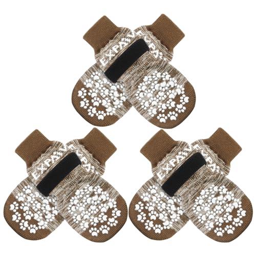 EXPAWLORER 6PCS Anti-Slip Dog Socks to Prevent Licking Paws,Dog Shoes for Hot Pavement,Best Paw Protector Traction Control on Hardwood Floor,Dog Booties for Puppy Small Senior Dogs