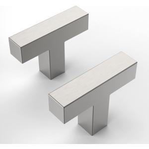 Amerdeco 10 Pack Brushed Satin Nickel Cabinet Knobs 2 Inch Length Single Hole T Bar Cabinet Pulls for Drawer Dresser Cupboard
