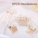 Foyte 5PCS Pearl Hair Comb for Wedding Pearls Hair Clips Bridal Pearl Bobby Pins Set Gold Bridesmaid Hair Accessories for Women and Brides
