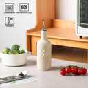 Sweejar Ceramic Olive Oil Dispenser Bottle, 17 FLOZ Oil Bottle with SpoutPorcelain Oil Dispenser for Kitchen,Cooking, Evoo, Vinegar, Soy Sauce, Pack of 1 (Beige)