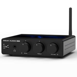 Douk Audio 2 Channel Bluetooth Amp: HiFi Stereo Amplifier | 300W2 TPA3255 | Class D PFFB | Bass Treble Control | Headphone Out for Home Theater, Bookshelf Speakers (32V PSU)