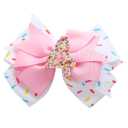 Birthday Hair Bow for Baby Girls 1 2 3 4 5 6 Years Sprinkle Decorations Confetti Ice Cream Party Pink Hair Accessories for Four 4th Birthday
