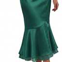 DERAX Womens Satin Midi Mermaid Skirt Silk Bodycon High Waisted Flowy Ruffled Tiered Spring Summer Elegant Fishtail Skirts (L)