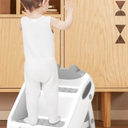 Step Stool for Toddlers, Toddler Step Stool for Bathroom Sink, Foldable Non-Slip Kids Stool with Handle, 2 Step Stools for Kids, Toddler Stool for Kitchen Bedroom Counter Sink (Grey) (Gray)