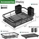 Dish Drying Rack for Kitchen Counter, Large Capacity Rust Resistant Rack with Removable Utensil Holder, Space-Saving Sink Organizer for Home and Apartment, 12" W x 16.6" L (Black)