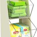 Acrylic Tea Bag & K Cup Organizer with 2 Transparent Drawers - Compact Multi-Use Storage for Coffee Pods, Sugar Packs - Kitchen & Office Counter Organizer - White