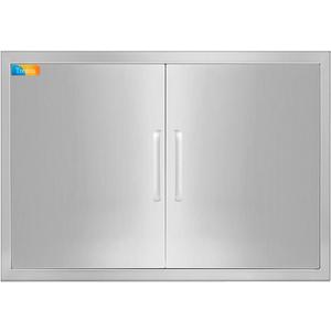 Treshin Outdoor Kitchen Doors 31" W x 24" H - Stainless Steel Double Door with Magnetic Closure, Durable and Easy to Clean BBQ Access Door - Perfect for Outdoor Kitchens, BBQ Islands