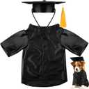 Dog Graduation Cap and Gown 2026 Washable Pet Graduation Costume for Dog Cat Shirt and Hat(Traditional,M,Black)