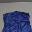 SOLY HUX Women's Faux Leather Crop Tube Top Strapless Sexy Going Out Bandeau Top Party Rave Concert Outfit Pure Blue Small