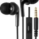 Amazon Basics Wired Earbuds with Microphone, In Ear Headphones, 3.5mm Jack, 4.2 ft long cable, S/M/L Ear Tips, Black