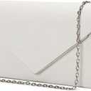 Women's Evening Clutch Small Crossbody Purse for Prom Classic Wedding Party Shoulder Bags, Suede White