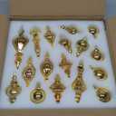 Glass Christmas Ball Ornaments Mercury Glass Drop Ornaments Holiday Trees Wreaths & Garland Decor Gold Color Size: 1.57''-5.39''(17 Pieces)