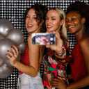 Square Tinsel Curtain Party Backdrop - 10pcs Glitter Foil Fringe Curtain Party Decor Black Photo Booth Backdrop Streamers for Halloween, Christmas, Birthday, Graduation, Wedding Party Decorations