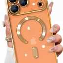 Magnetic for iPhone 17 Pro Max Case Clear, Compatible with MagSafe, Built-in Camera Lens Protector, Soft Slim Phone Case Cover for iPhone 17Pro Max 6.9" - Gold
