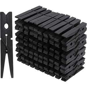 100PCS Clothes Pins Wooden,4" Large Wooden Black Clothespins,Clothespins for Crafts Hanging Clothes Pictures (Black)