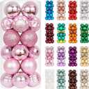 XmasExp 24ct Christmas Ball Ornaments Shatterproof Christmas Ornaments Set Decorations for Xmas Tree Balls 40mm/1.57 (1.57'', Pink)