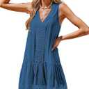CUPSHE Women's Lace Bathing Suit Cover Up Sleeveless V-Neck Swimsuit Coverup Ruffle Swimwear Beach Dress, Size XL