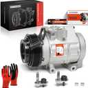 A-Premium AC Compressor with Clutch Compatible with Ford Explorer 2006-2010 4.6L, F150 2007-2008 4.2L & Mercury Mountaineer 2006-2010 4.6L, FS20 Style, 6-Groove Pulley, 113mm Pulley Diameter