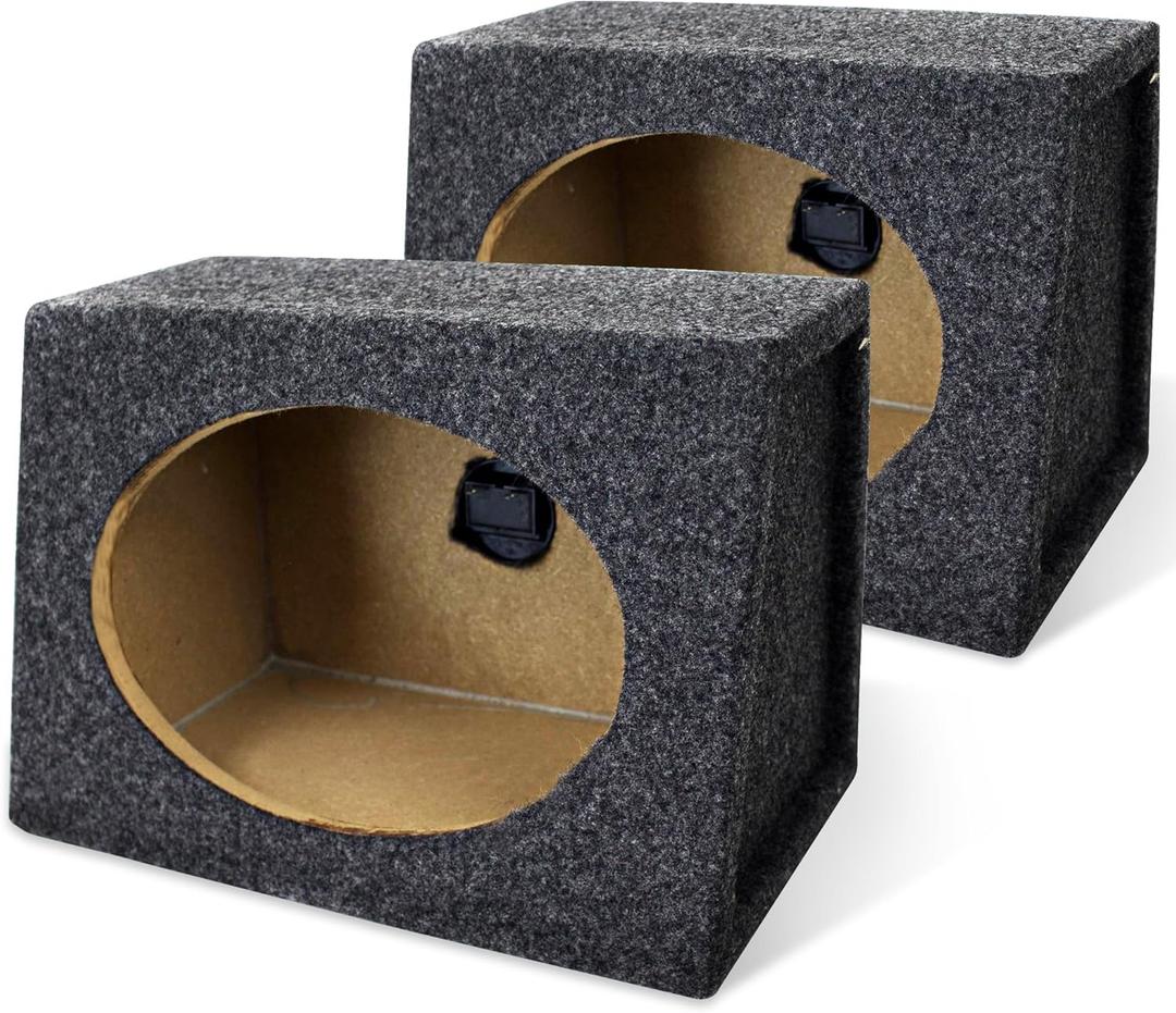 QPower 2-Pack 6x9 Inch Speaker Box Enclosures, Angled Style, Black - Car Stereo and Sound System Accessories - Portable Audio Equipment for Vehicles