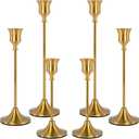 Aktor Candle Holder Brass Candlestick Holders, Vintage Gold Candle Stick Holder Tall Taper Candlestick Holders Set of 6 Fireplace Decor Candelabra Table Decor Pillar Candle Holder for Wedding