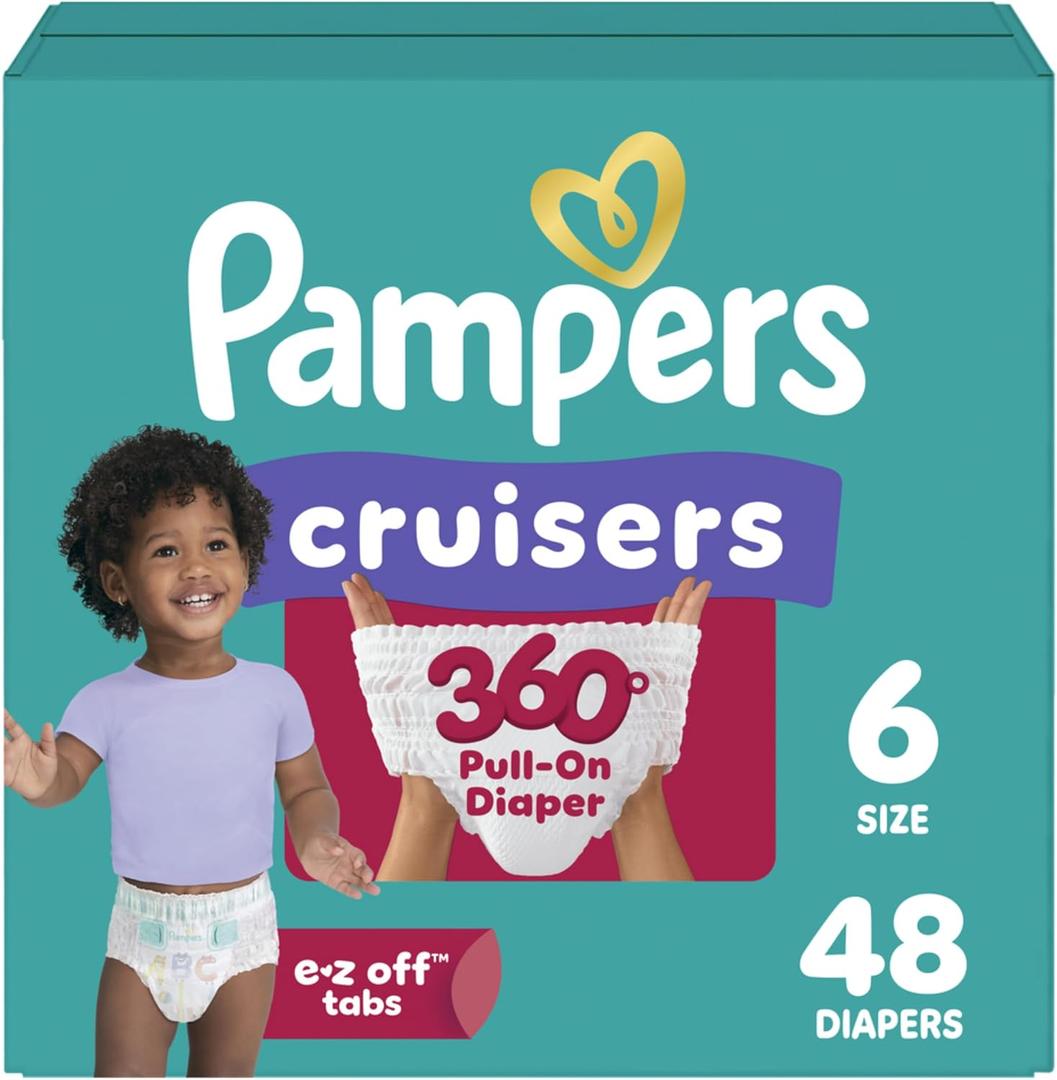 Pampers Diapers - Cruisers 360 - Size 6, 48 Count, up to 100% Leakproof Pull-On Diaper for Active Babies