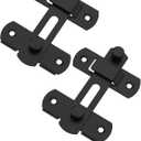 Sliding Barn Door Lock, Stainless Steel Safety Flip Gate Latches & Door Bolt Locks for Wine Cabinet, Bathroom, Outdoor, Garage, Garden, Closet (2, Black)