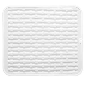 MicoYang Silicone Dish Drying Mat for Multiple Usage,Easy clean,Eco-friendly,Heat-resistant Silicone Mat for Kitchen Counter or Sink,Refrigerator or Drawer Liner White XL 18 inches x 16 inches