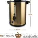 Commercial Coffee Urn, 100-Cup 16L Double Wall Stainless Steel Large Percolate Coffee Maker Electric Hot Water Urn Dispenser for Parties Office Catering Events