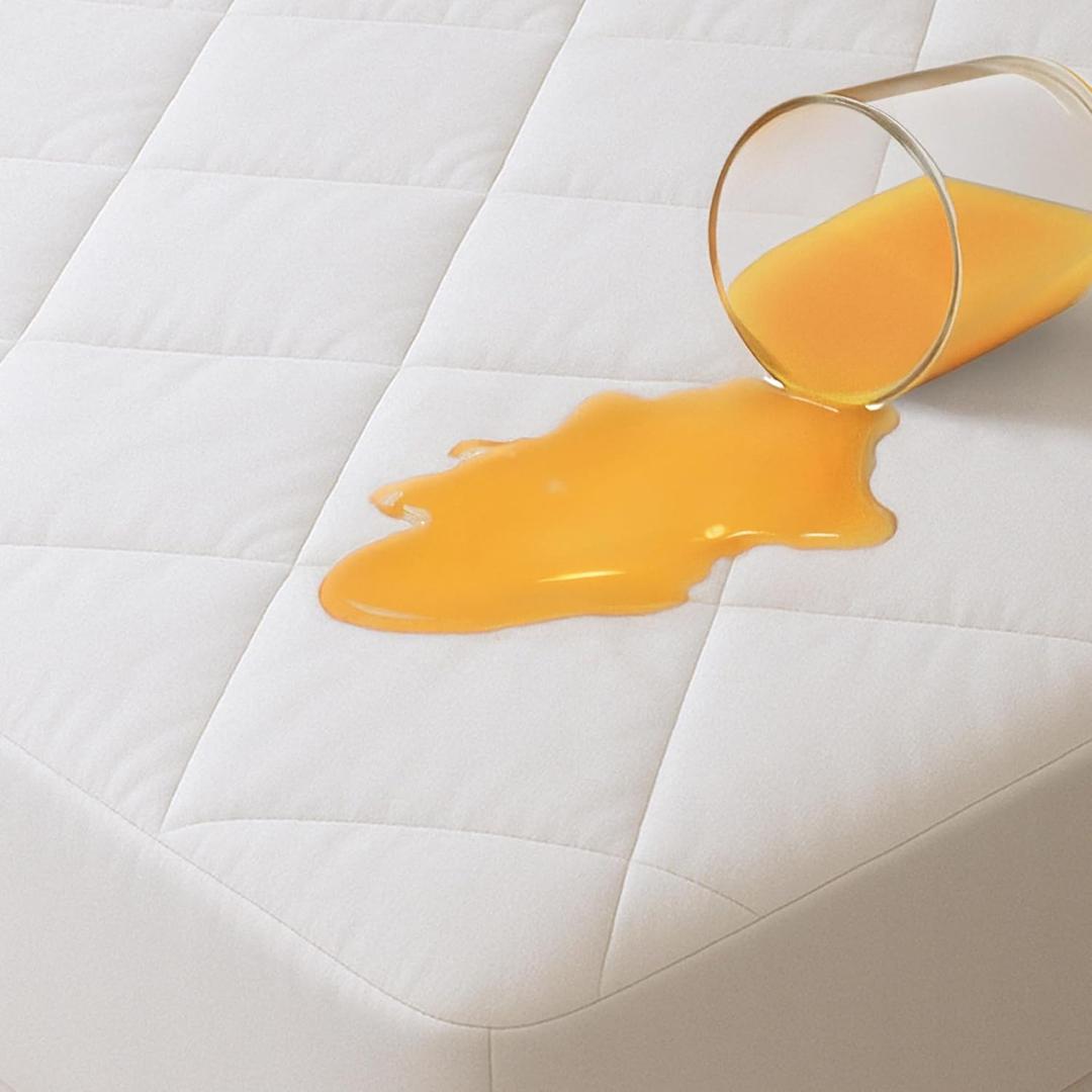 100% Waterproof Queen Mattress Protector - 360 Pad Protection Against Spills, Stains & Accidents for Parents & Pet Owners - Noiseless & Cooling Quilted Top (White)