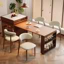 LUCKIIA Dining Chairs Set of 2 for Kitchen Mid Century Modern Farmhouse Upholstered Leather Dining Room Chairs with Metal Legs, Walnut Beige