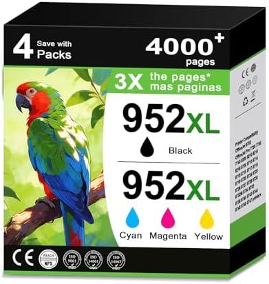952XL Ink Cartridge Black and Color Combo Pack Replacement for HP 952XL 952 XL Ink Cartridge HP952 HP952XL for Officejet Pro 8710 7740 8720 8702 8210 8715 8730 7720 8740 Printers (BK/C/M/Y,4 Pack)