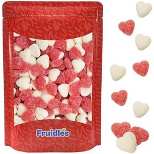 Fruidles Half-Pound Valentine's Strawberry Banana Sanded Mini Gummi Hearts Gummy Candy, Allergy Friendly, Non-GMO, 5g Candies, No Artificial Sweeteners Gummy Pack Of 2 EXP. 2027/06/08
