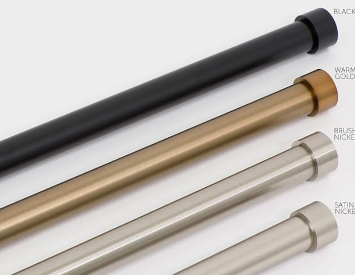 Ivilon Drapery Window Curtain Rod - End Cap Style Design 1 Inch Pole. 28 to 48 Inch Color Gold