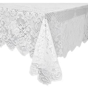 Juvale Lace Tablecloth - 60 x 97-Inch White Rectangular Table Cloth - Vintage Floral Scalloped Edge Elegant Dainty Tea Party Tablecloth & Wedding Reception Decor