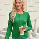 GRACE KARIN Womens Long Sleeve Button Up Cable Knit Cardigan Lightweight 2026 Crewneck Button Down Sweaters for Women (M)